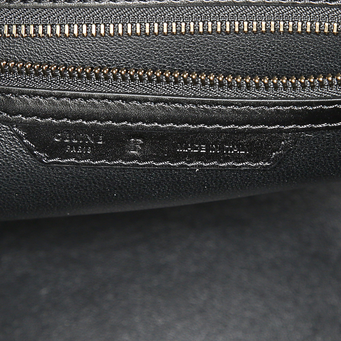 Bolso de mano Celine Luggage en piel de potro verde agua y azul marino y cuero negro - Detail D3