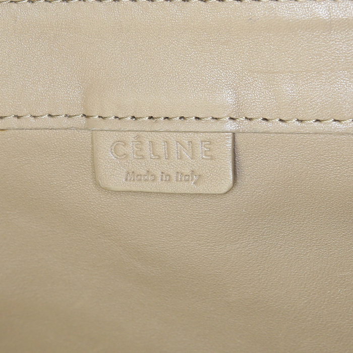 Celine shopping bag in beige and black leather - Detail D3