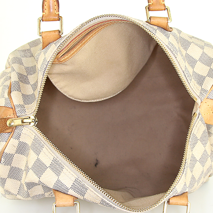 Borsa Louis Vuitton Speedy 30 in tela cerata con motivo a scacchi e pelle naturale - Detail D2