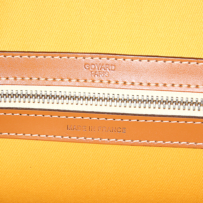 Goyard Comores shopping bag in monogram canvas and brown leather - Detail D3