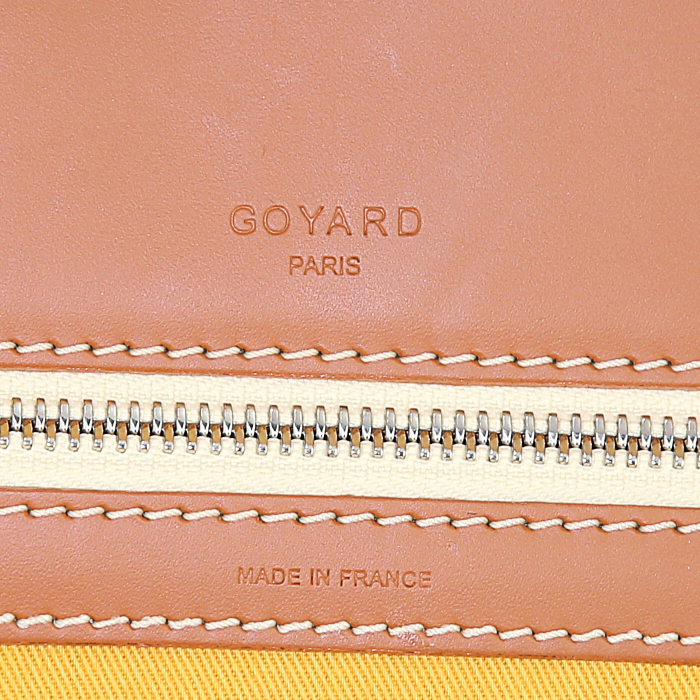 Goyard 24 hours bag in black monogram canvas and brown leather - Detail D3