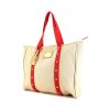 Shopping bag Louis Vuitton Antigua modello grande in tela beige e rossa - 00pp thumbnail