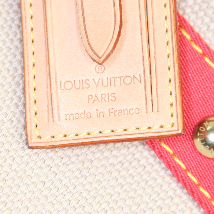 Sac cabas Louis Vuitton Antigua grand modèle en toile beige et rouge - Detail D3