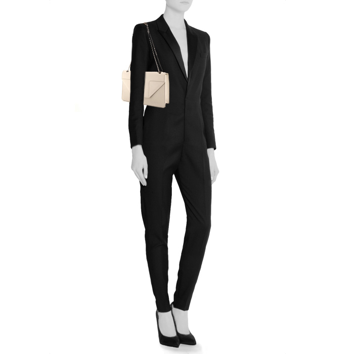 Borsa a tracolla Saint Laurent Betty in pelle bianca - Detail D2