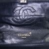 Chanel Vintage handbag in navy blue quilted leather and white piping - Detail D4 thumbnail