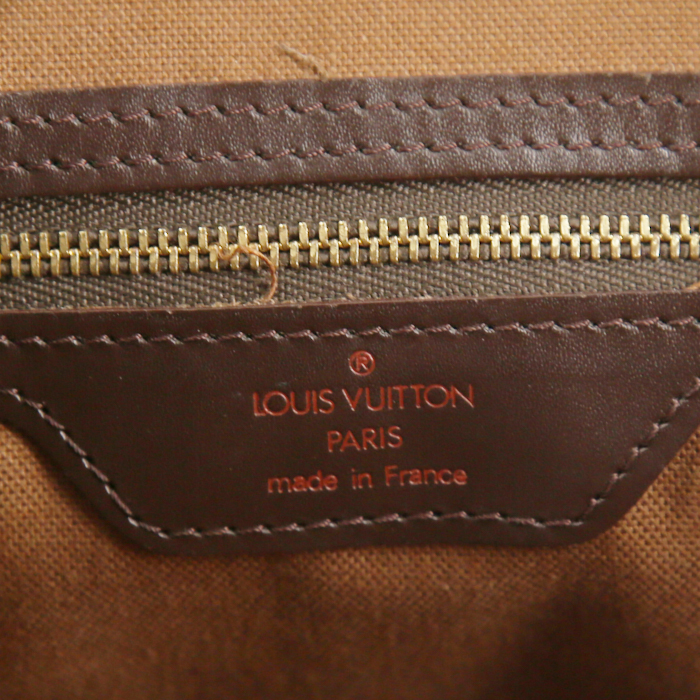 Louis Vuitton Chelsea handbag in ebene damier canvas and brown leather - Detail D3