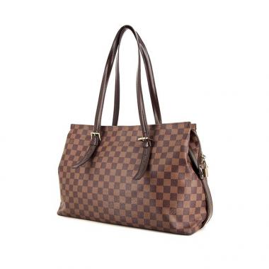 Sac à main Louis Vuitton Chelsea en toile damier enduite ébène et cuir marron