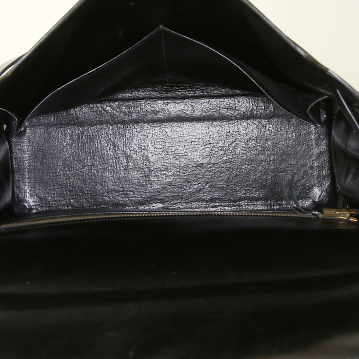 Hermes Monaco handbag in black box leather - Detail D2