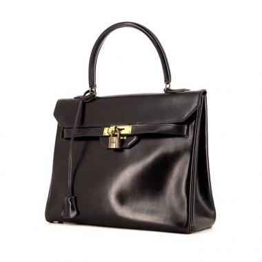 Hermes Monaco handbag in black box leather