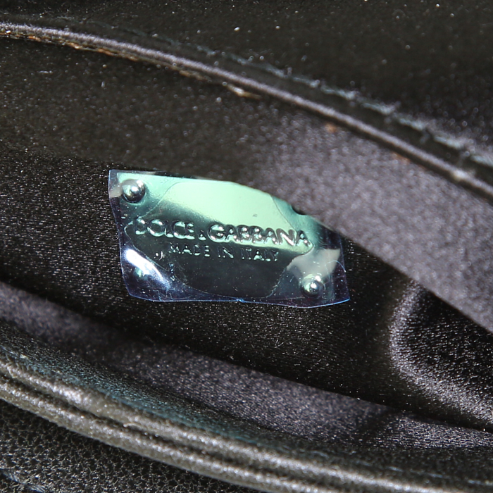 Bolsito de mano Dolce 
Gabbana en lentejuelas negras y cuero negro - Detail D3