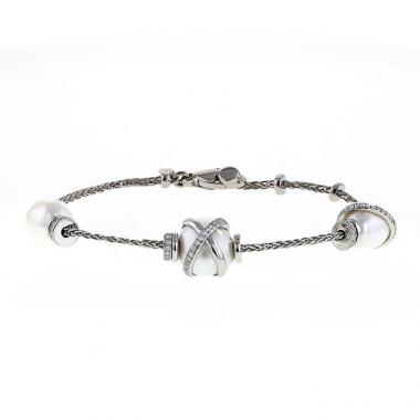 Bracelet Fred Baie des Anges en platine,  diamants et perles Bracelet Fred Baie des Anges en platine,  diamants et perles