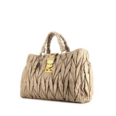 Bolso de mano Miu Miu Matelassé en cuero acolchado beige