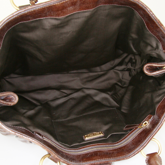 Sac à main Miu Miu Matelassé en cuir matelassé marron - Detail D3