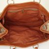 Shopping bag Celine Cabas in tela marrone a righe e pelle marrone - Detail D2 thumbnail