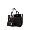 Chanel Paris-Biarritz shopping bag in grey quilted jersey and black patent leather - 00pp thumbnail