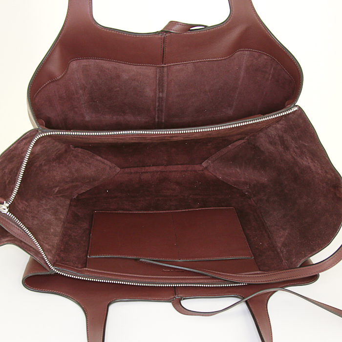 Sac à main Celine Tri-Fold en cuir bordeaux - Detail D6