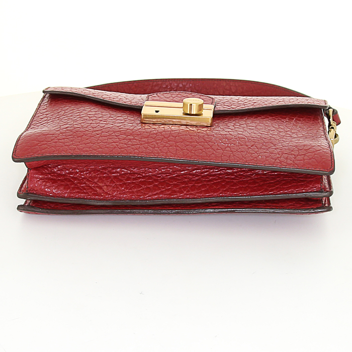 Prada handbag in red grained leather - Detail D4