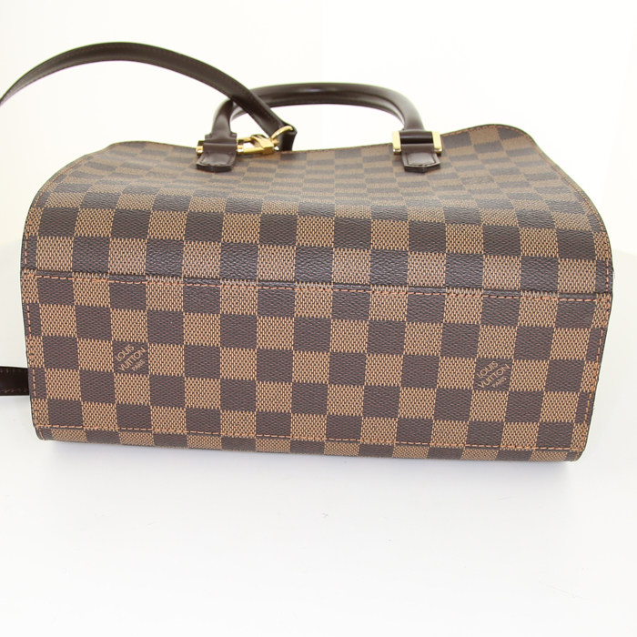 Louis Vuitton Triana Bag handbag in damier canvas and brown leather - Detail D5