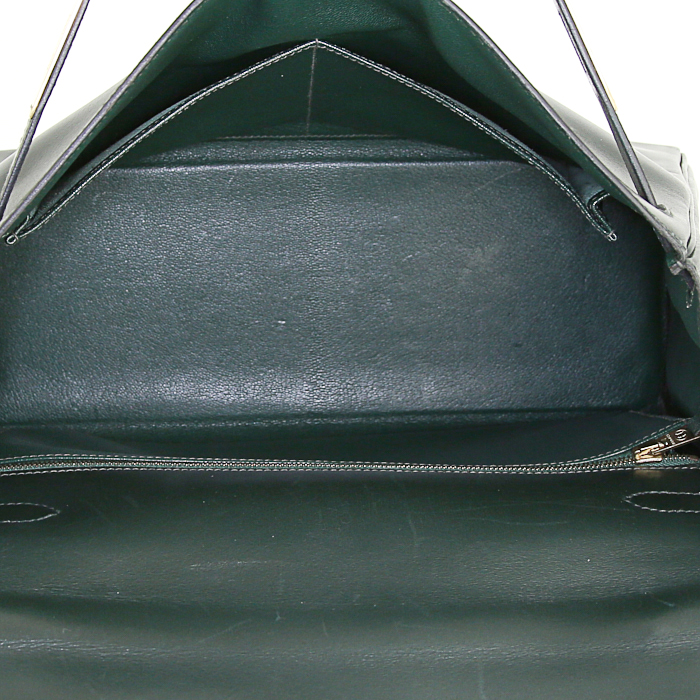 Hermès Kelly handbag in green box leather - Detail D3
