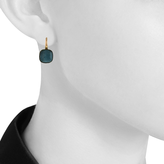 Pendientes Pomellato Nudo en oro rosa y topacio azul - Detail D1