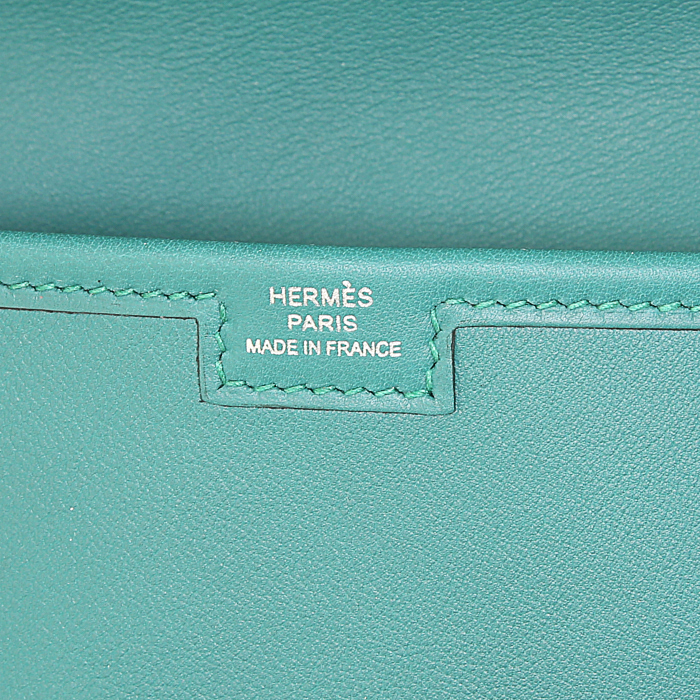 Hermes Jige pouch in malachite green Swift leather - Detail D3
