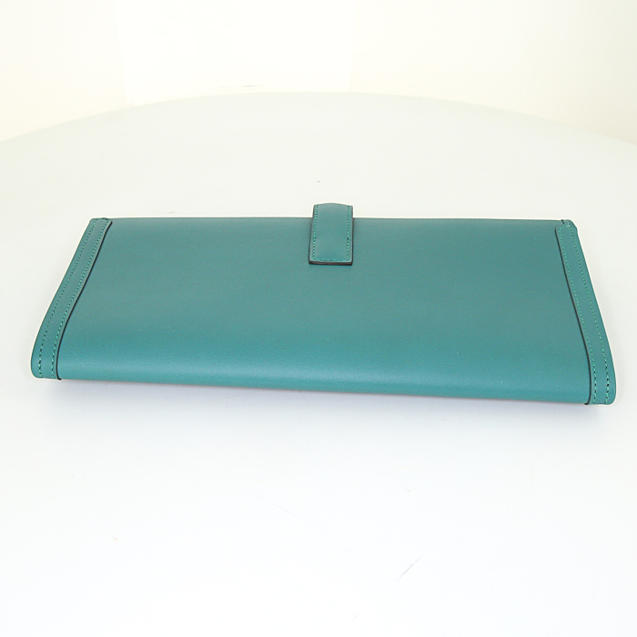 Hermes Jige pouch in malachite green Swift leather - Detail D4