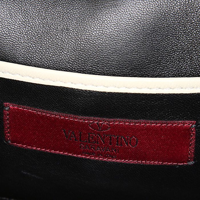 Sac bandoulière Valentino Garavani en cuir noir et perle multicolore - Detail D4
