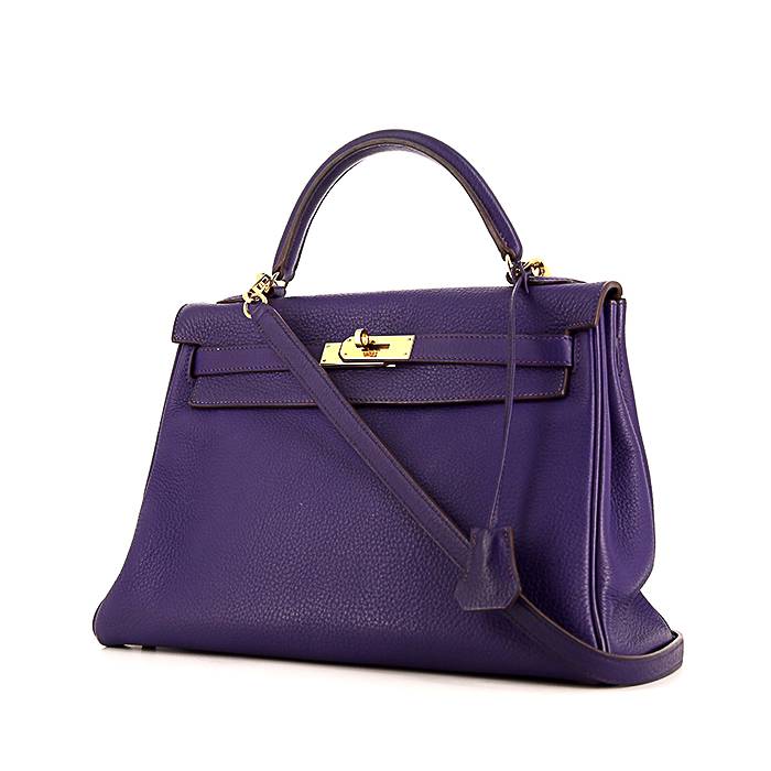 Kelly 25 leather handbag Hermès Purple in Leather - 25221923