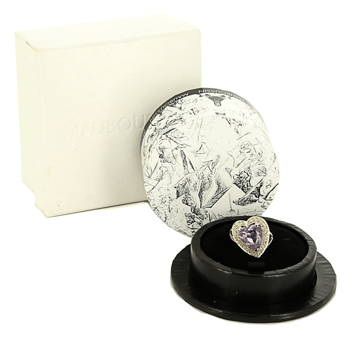 Bague Mauboussin Subtile Raison en or blanc,  saphir jaune et saphir rose et en améthyste - Detail D2