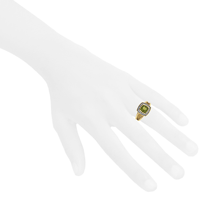 David Yurman Albion ring in yellow gold,  diamonds and peridot - Detail D1