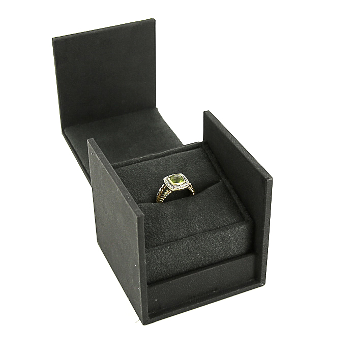 David Yurman Albion ring in yellow gold,  diamonds and peridot - Detail D2