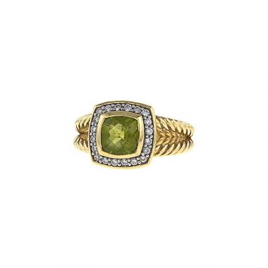 Bague David Yurman Albion en or jaune,  diamants et péridot
