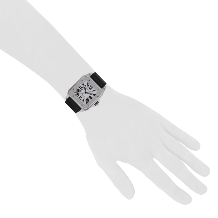 Cartier Santos-100 watch in stainless steel Ref: 2656 Circa 2007 - Detail D1