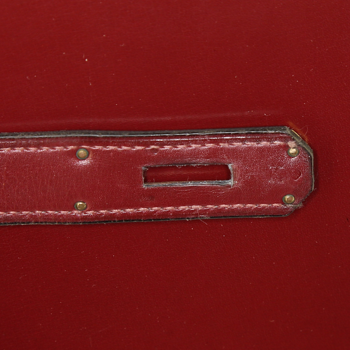 Hermes Kelly 28 cm handbag in burgundy box leather - Detail D5