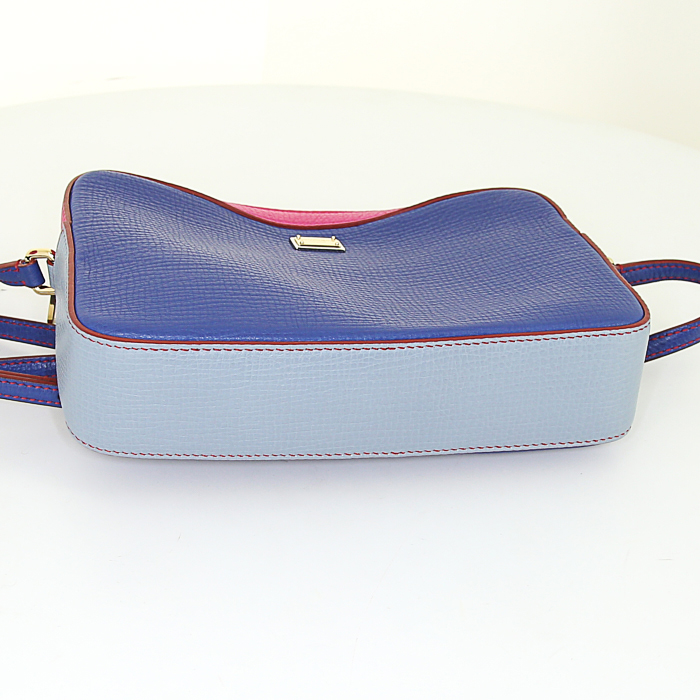 Bolso bandolera Dolce & Gabbana en cuero multicolor azul marino, azul claro, rosa y rojo - Detail D4