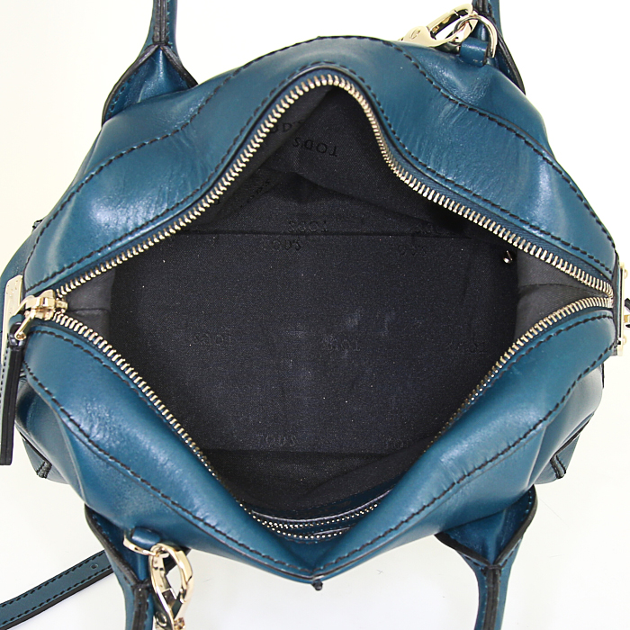 Tod's D-Bag shoulder bag in pigeon blue leather - Detail D3