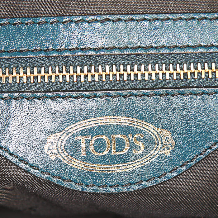 Sac bandoulière Tod's D-Bag en cuir bleu-canard - Detail D4