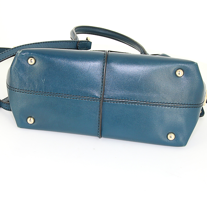 Bolso bandolera Tod's D-Bag en cuero azul verdoso - Detail D5
