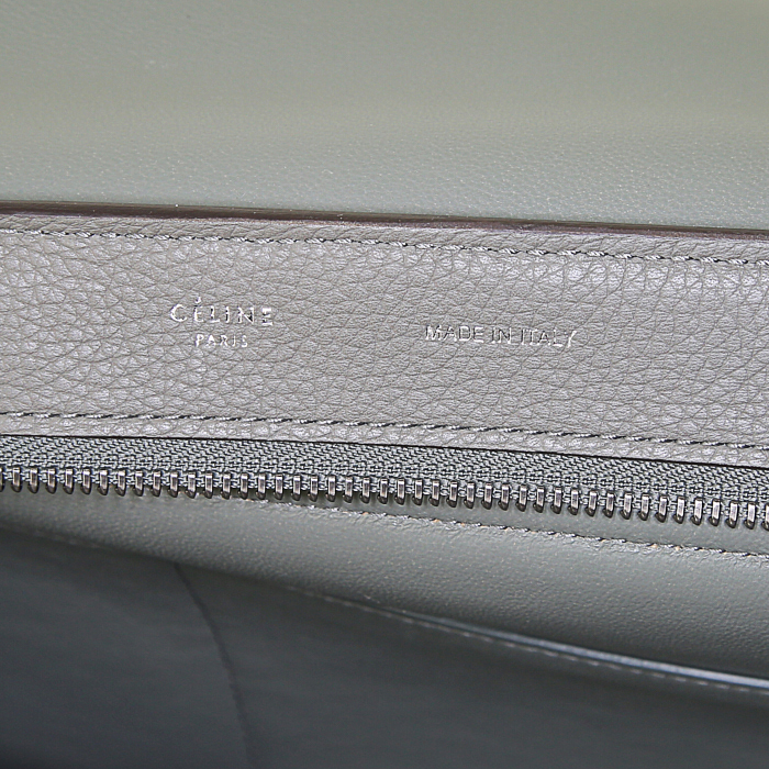 Bolso de mano Celine Trapeze modelo mediano en cuero gris y ante gris - Detail D4