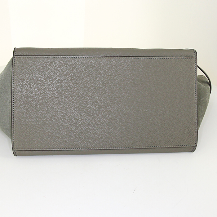 Borsa Celine Trapeze modello medio in pelle grigia e camoscio grigio - Detail D5