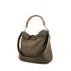 Gucci Bamboo shoulder bag in khaki canvas and khaki patent leather - 00pp thumbnail