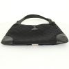 Gucci Jackie handbag in black and beige bicolor monogram canvas and black leather - Detail D4 thumbnail
