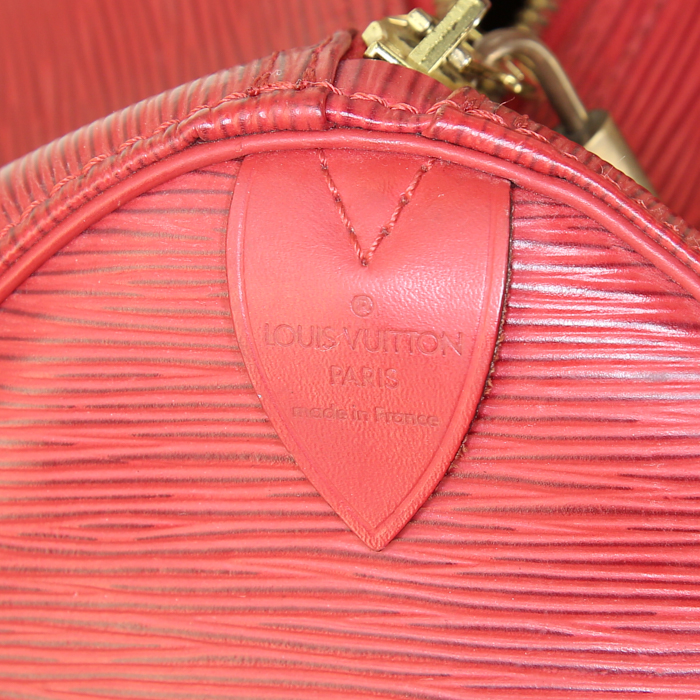 Louis Vuitton Keepall 45 travel bag in red epi leather - Detail D3