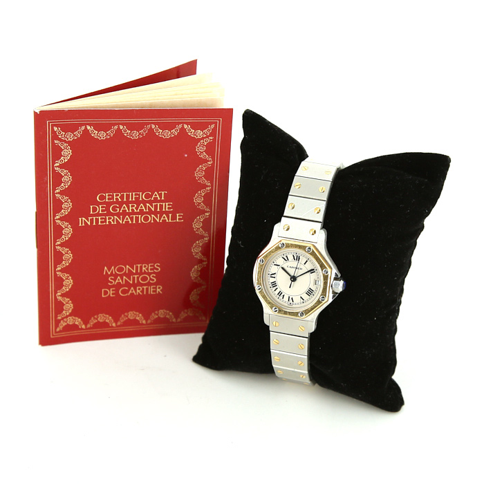 Montre Cartier Santos Ronde en or et acier Vers  1989 - Detail D2