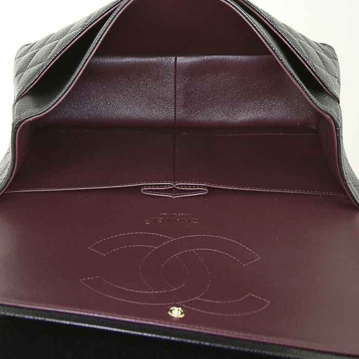 Borsa Chanel Timeless jumbo in pelle martellata nera - Detail D3