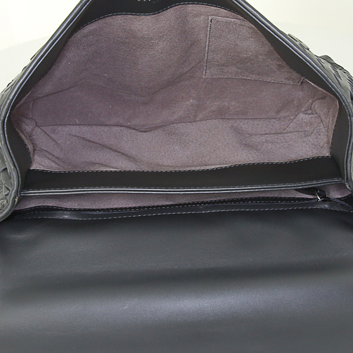 Sac à main Bottega Veneta Olimpia en cuir intrecciato gris anthracite - Detail D2