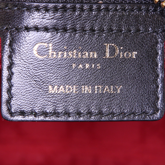 Dior Lady Dior medium model handbag in black leather cannage - Detail D4