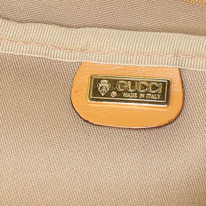 Valigia Gucci in tela monogram beige e pelle naturale - Detail D3