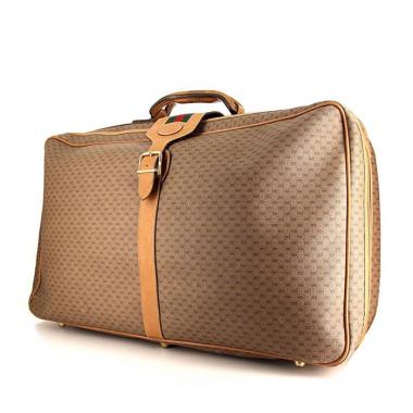 Valigia Gucci in tela monogram beige e pelle naturale