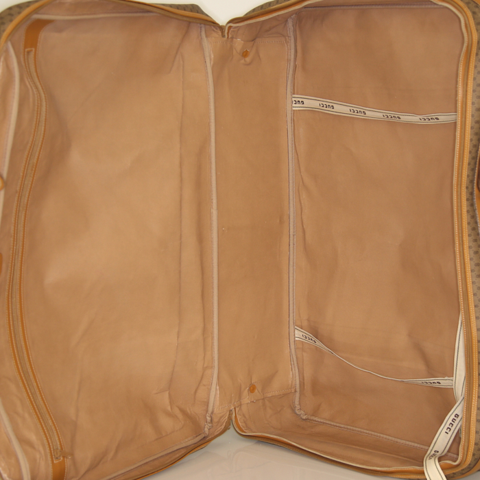 Valigia Gucci in tela monogram beige e pelle naturale - Detail D2